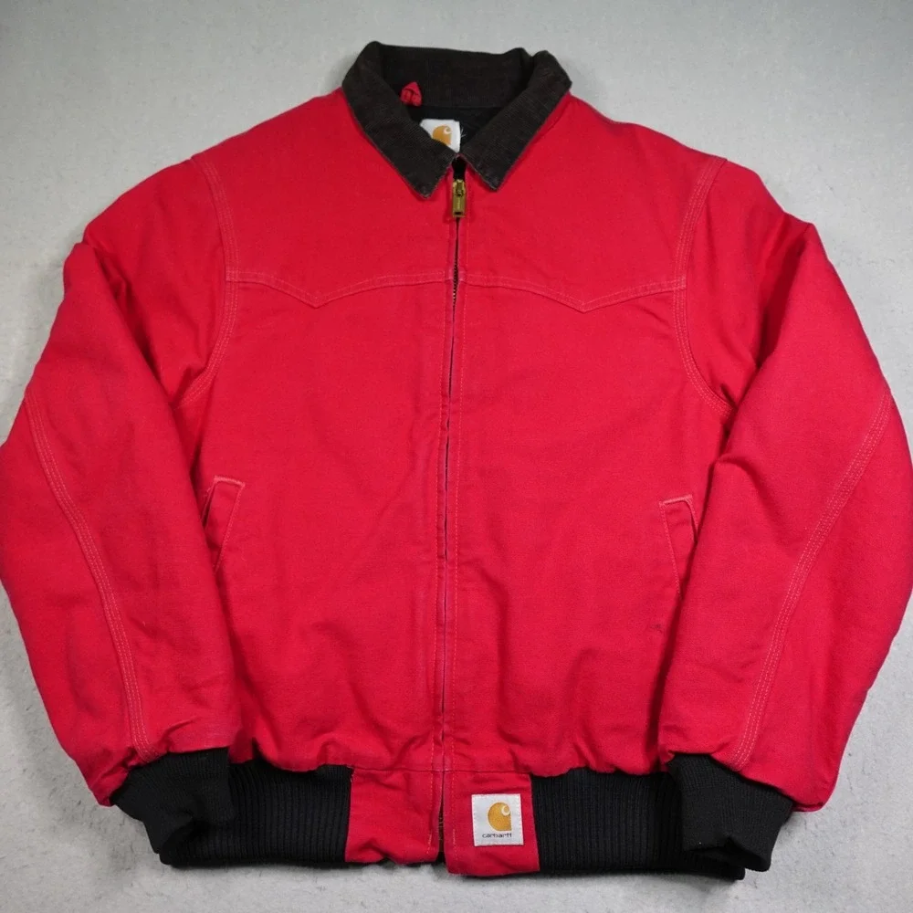 Vintage Carhartt Jacket Mens L Santa Fe J13 Corduroy Collar Work USA Quilt Lined